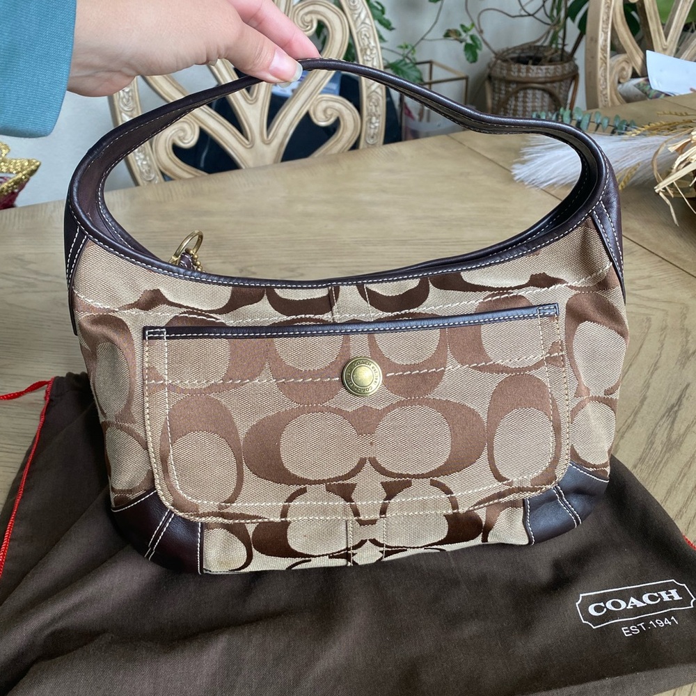 Coach Ergo Hobo Bag Coach Signature Brown and Tan Shoulder Bag